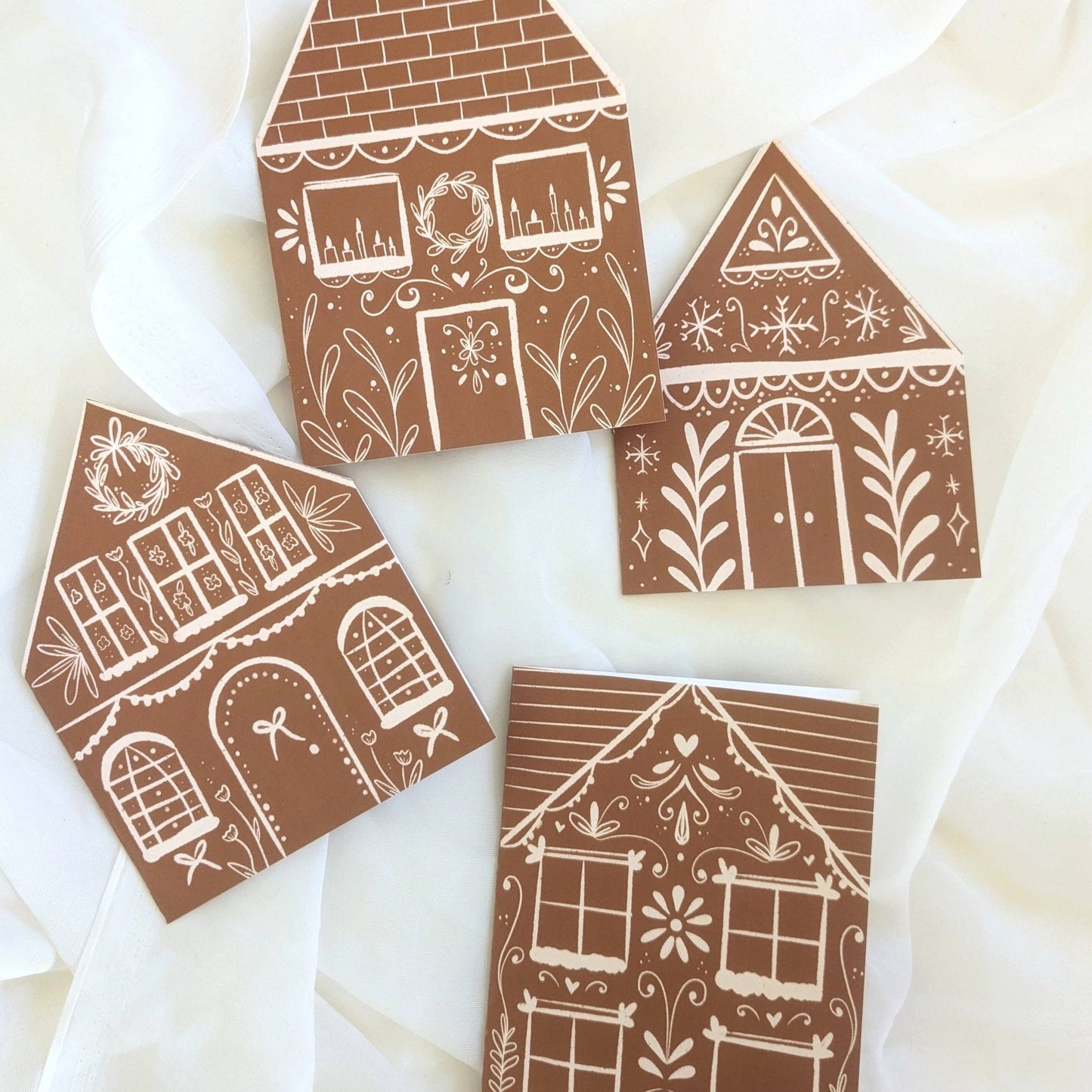 Gingerbread Houses | Set of Four Cards by Elizabeth Kirsteatter