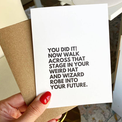 Weird Hat and Wizard Robe Graduation Card