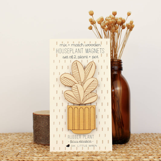 Rubber Plant Wooden House Plant Magnet by Oh, Little Wren