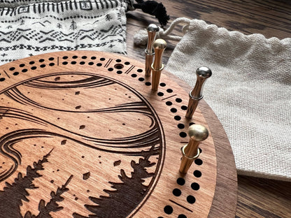 Northern Lights Cribbage Board Set by North Country Craft