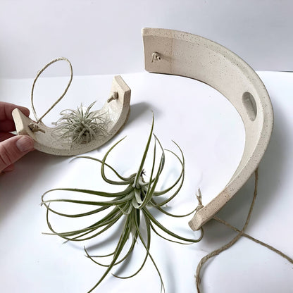 Hanging Air Plant Cradle | Large | White Speckled Gloss by Mudpuppy