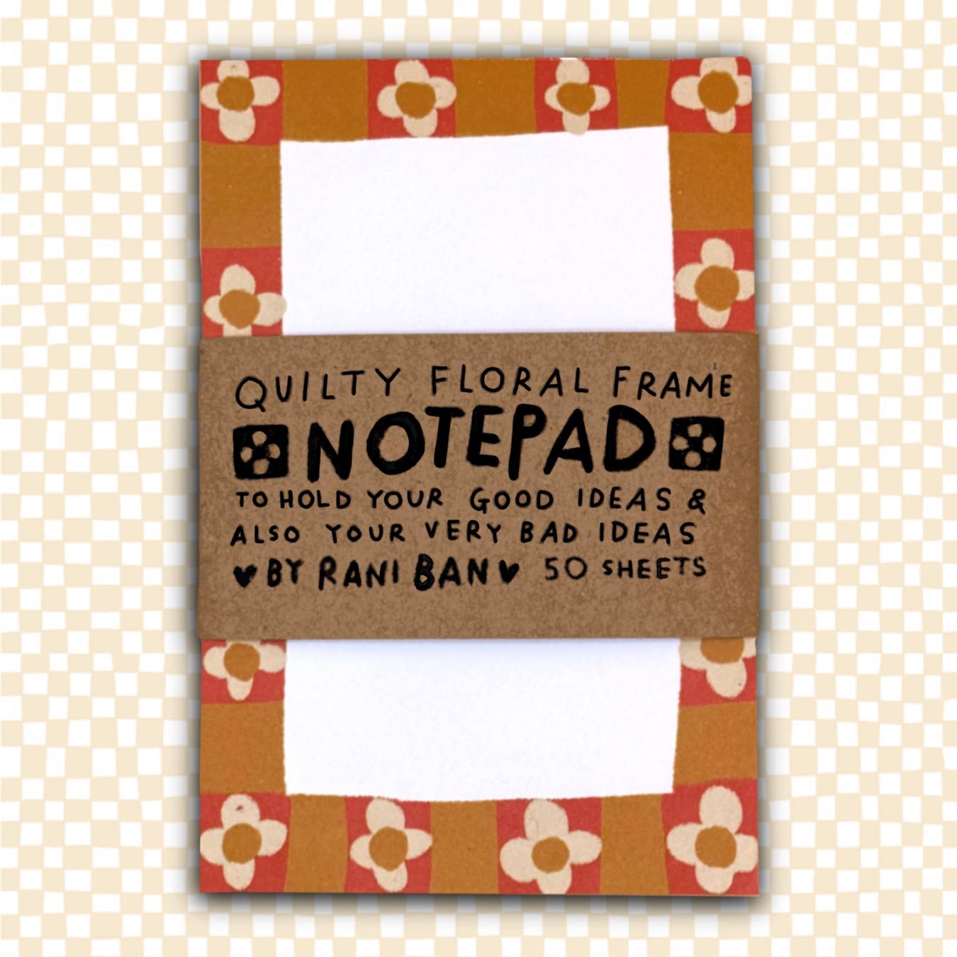 Quilty Floral Frame Notepad by Rani Ban