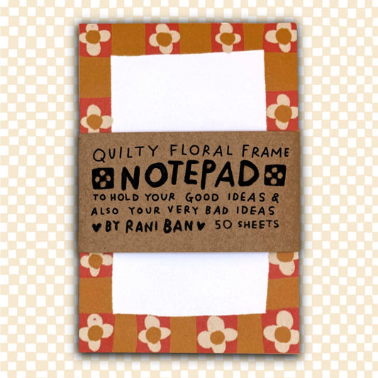 Quilty Floral Frame Notepad by Rani Ban