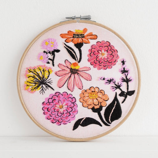 Zinnia Sampler Premium Embroidery Kit by Antiquaria