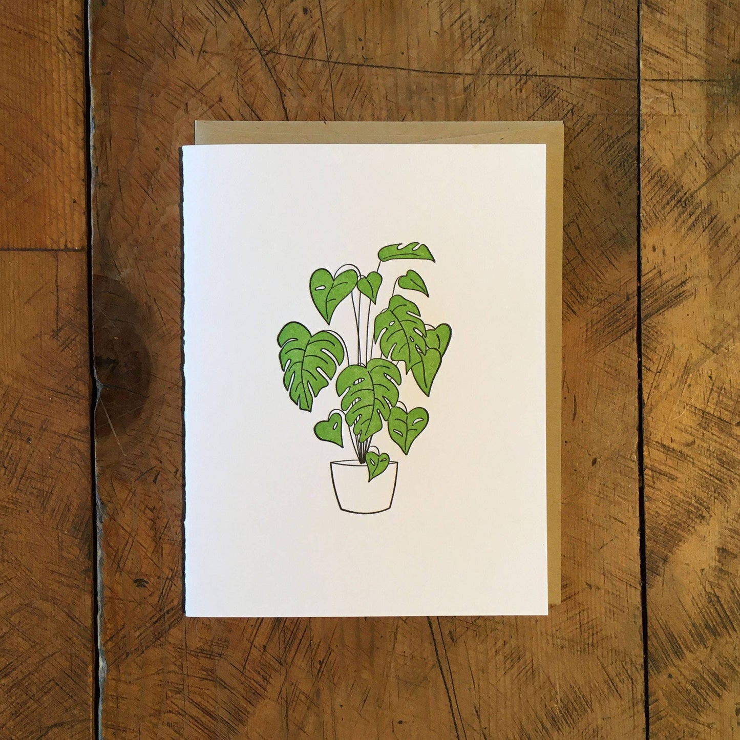 Monstera Plant Letterpress Card by Green Bird Press