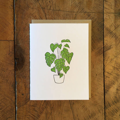 Monstera Plant Letterpress Card by Green Bird Press