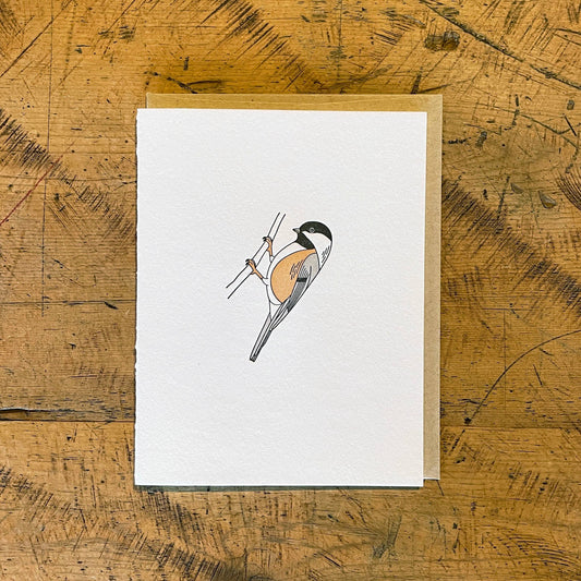 Black-capped Chickadee Letterpress Card by Green Bird Press