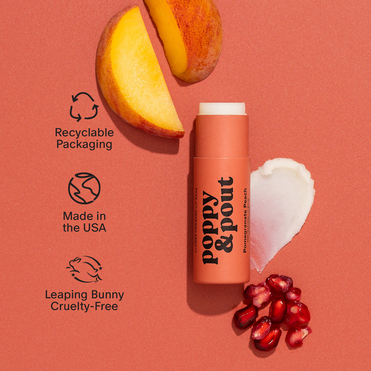 Pomegranate Peach Lip Balm by Poppy & Pout