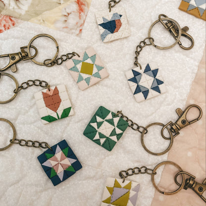 Cottage Quilt | Quilted Style Keychains by Sydni Carlson Art