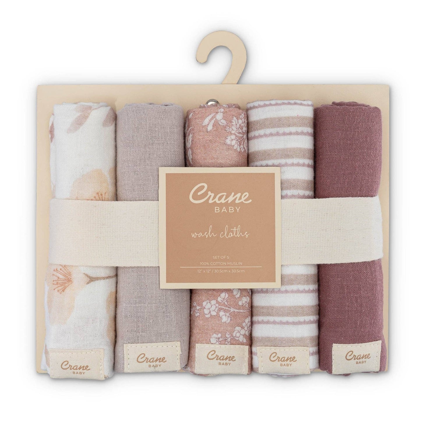 Violet 5-Piece Washcloth Set by Crane Baby