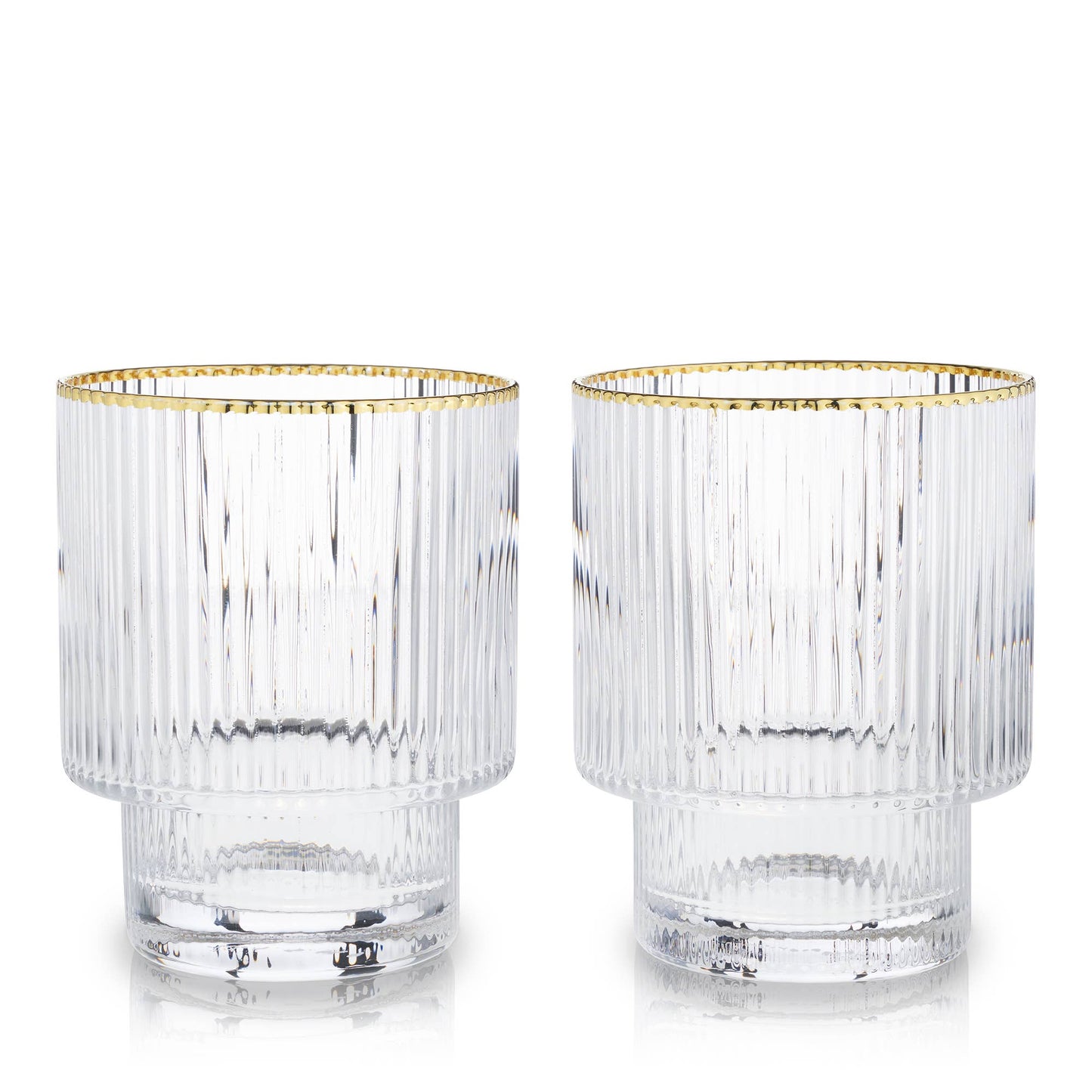 Art Deco Gold-Rimmed Crystal Tumbler