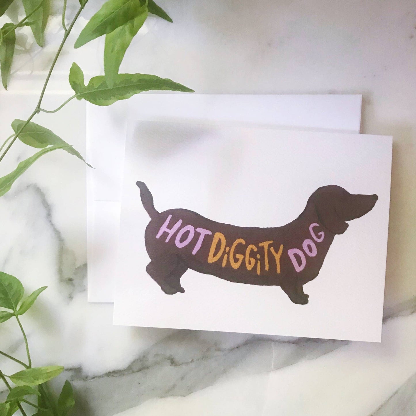 Hot Diggity Dog Greeting Card by Persika Design Co.