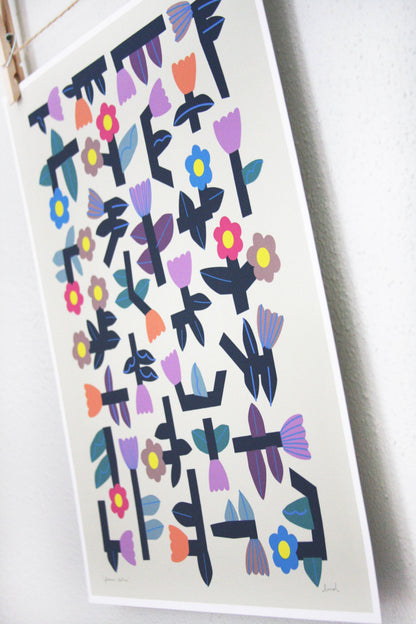 Flower Tetris 11x14 Print by Leah Duncan