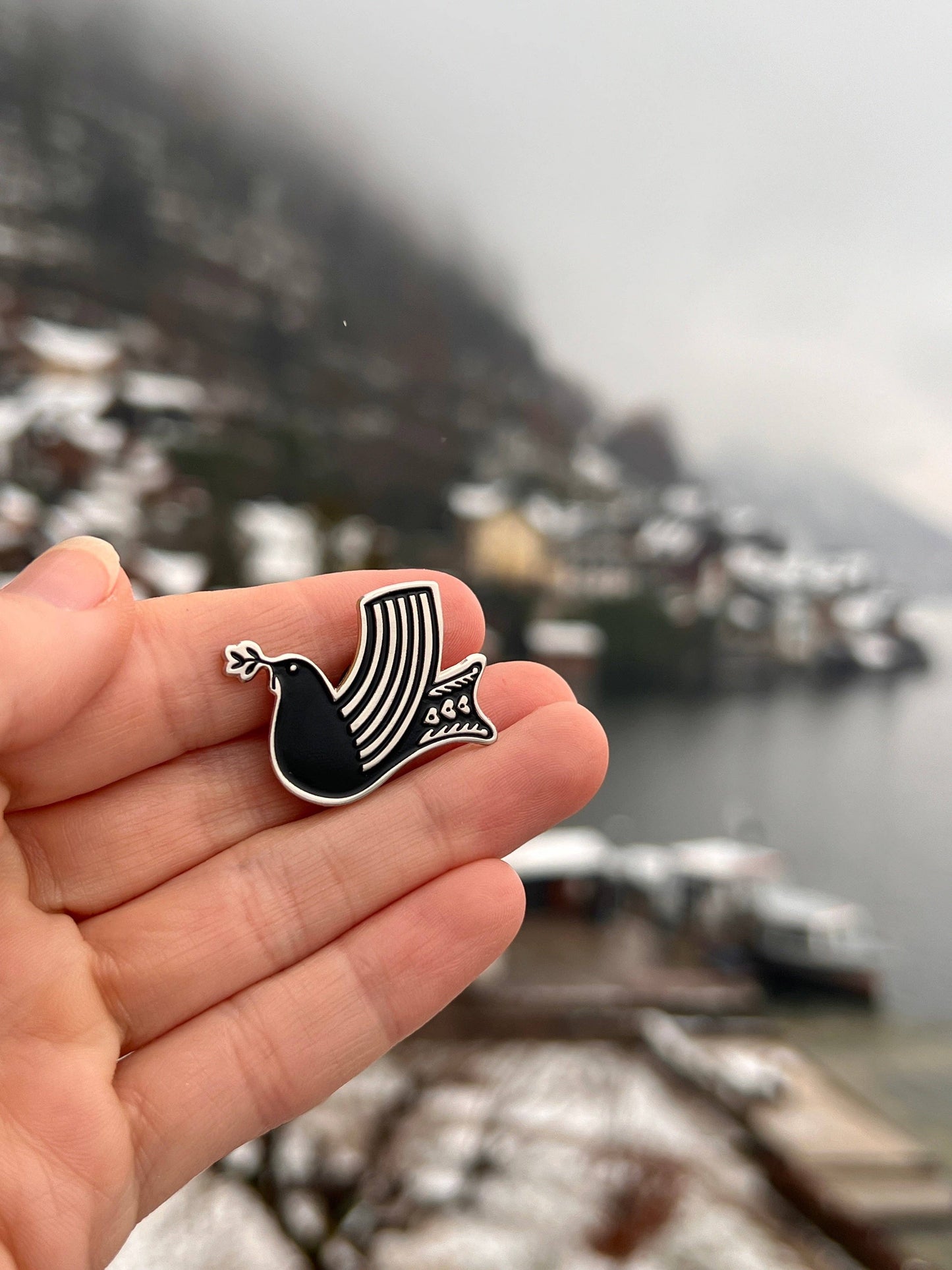 Nordic Peace Dove Enamel Pin by Follysome Prints