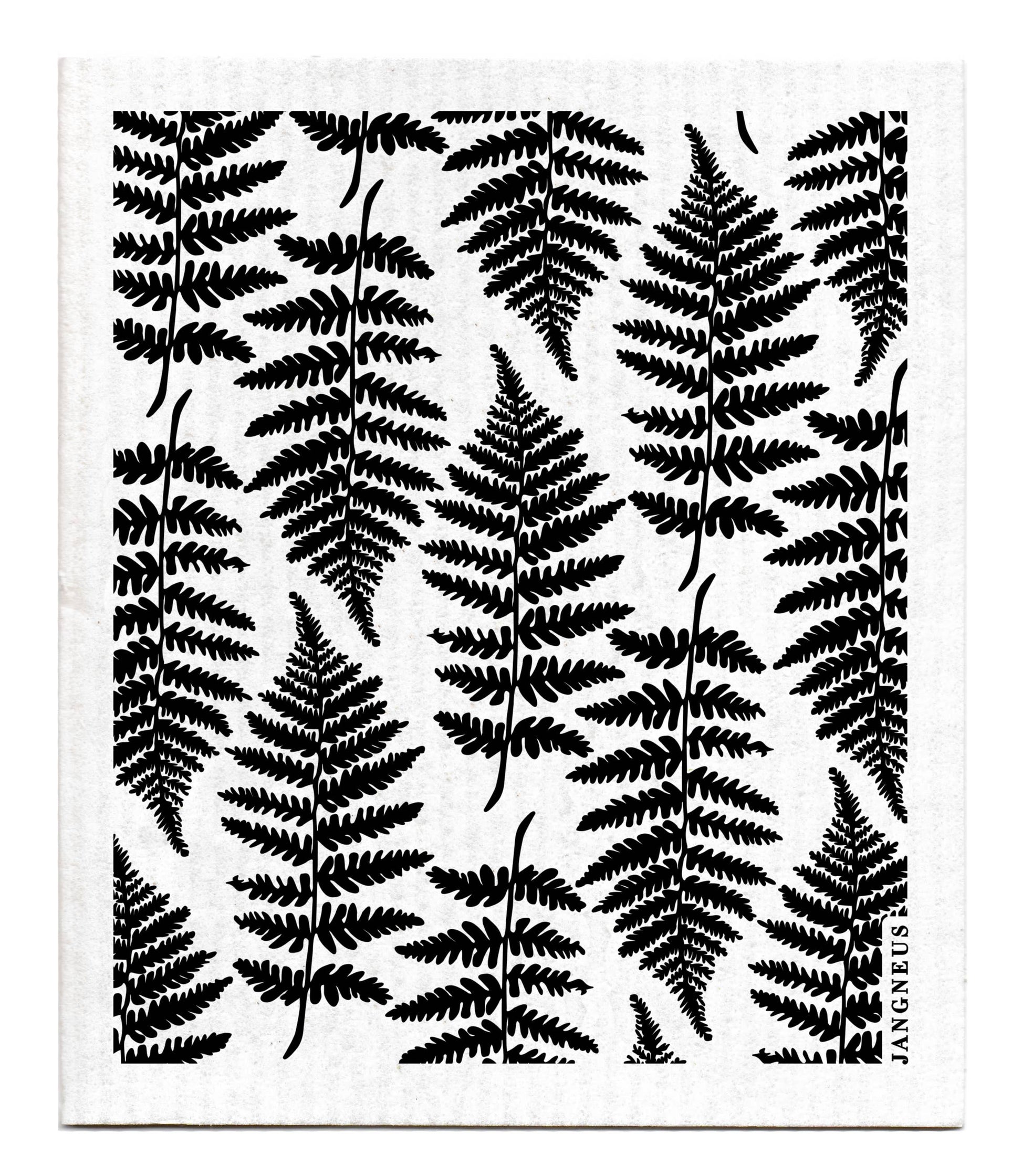 Black fern leaves on swedish dish cloth