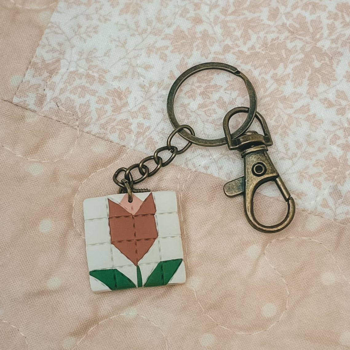Tulip | Quilted Style Keychains by Sydni Carlson Art