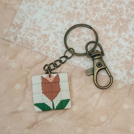 Tulip | Quilted Style Keychains by Sydni Carlson Art