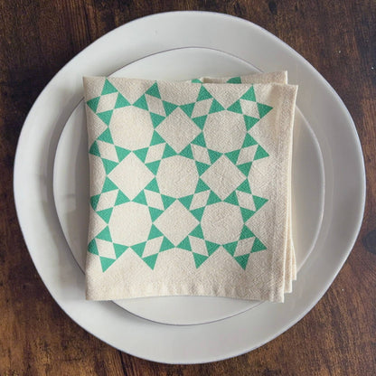 Set of 4 Hand Printed Flour Sack Napkins | Wicker Brown