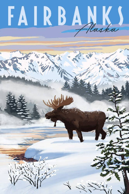 Fairbanks, Alaska with Moose in the Winter 1000 Piece Puzzle