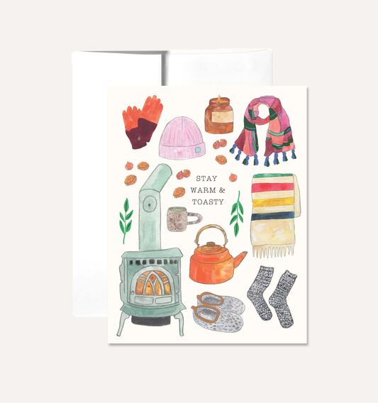 Stay Warm and Toasty Greeting Card by Persika Design Co.