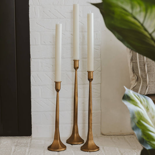 Elegant Cast Iron Taper Candlestick Holder by Sweet Water Decor