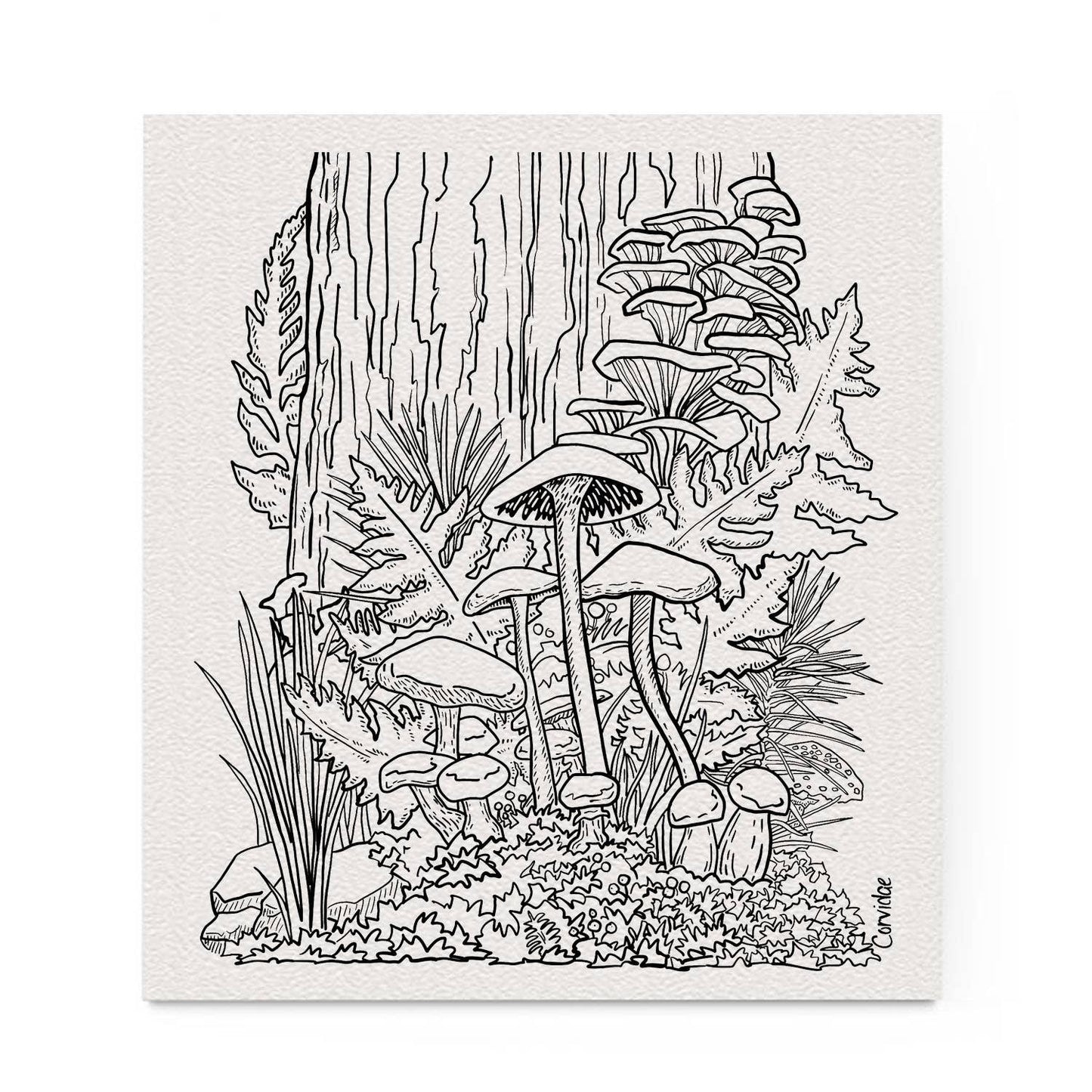 Forest Mushroom Swedish Dishcloth by Corvidae