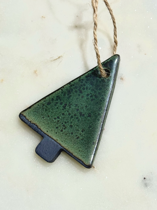 Green Christmas Tree Ornament by JordanB Ceramics