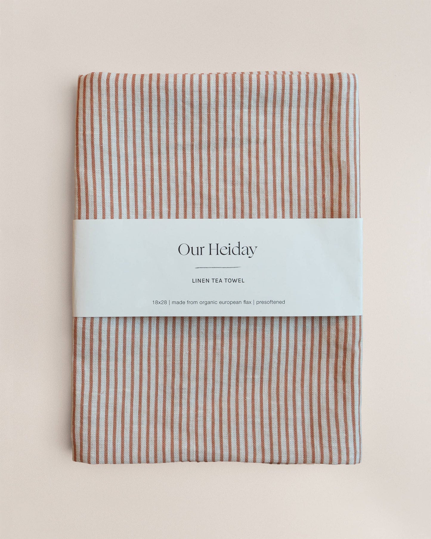 Classic Stripe Terracotta Linen Tea Towel by Our Heiday