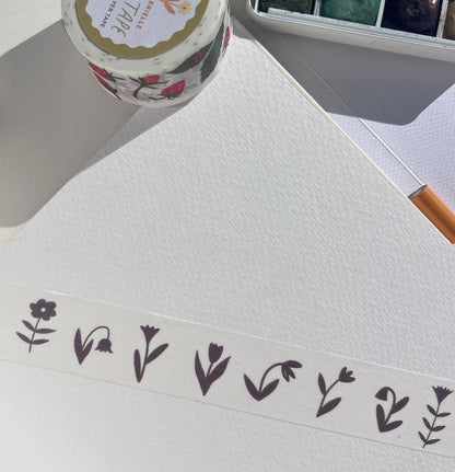 Brown Flowers Washi Tape by Elana Gabrielle