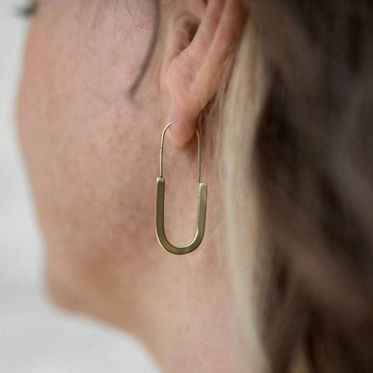 Thick Brass U Hoop Earrings by Modern Madini