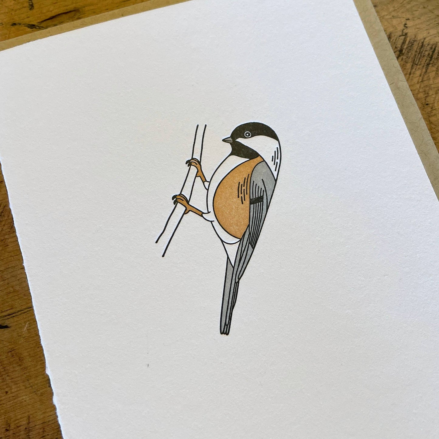 Black-capped Chickadee Letterpress Card by Green Bird Press