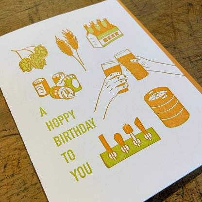 Hoppy Beer Birthday Letterpress Card by Green Bird Press