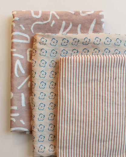 Classic Stripe Terracotta Linen Tea Towel by Our Heiday