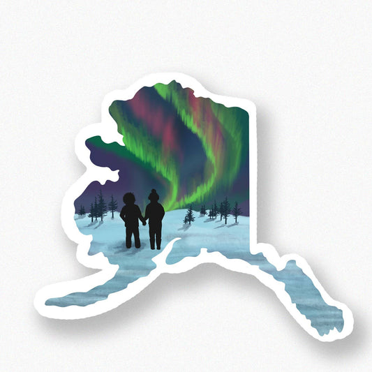 Northern Lights Alaska State sticker by Michele Michael Art