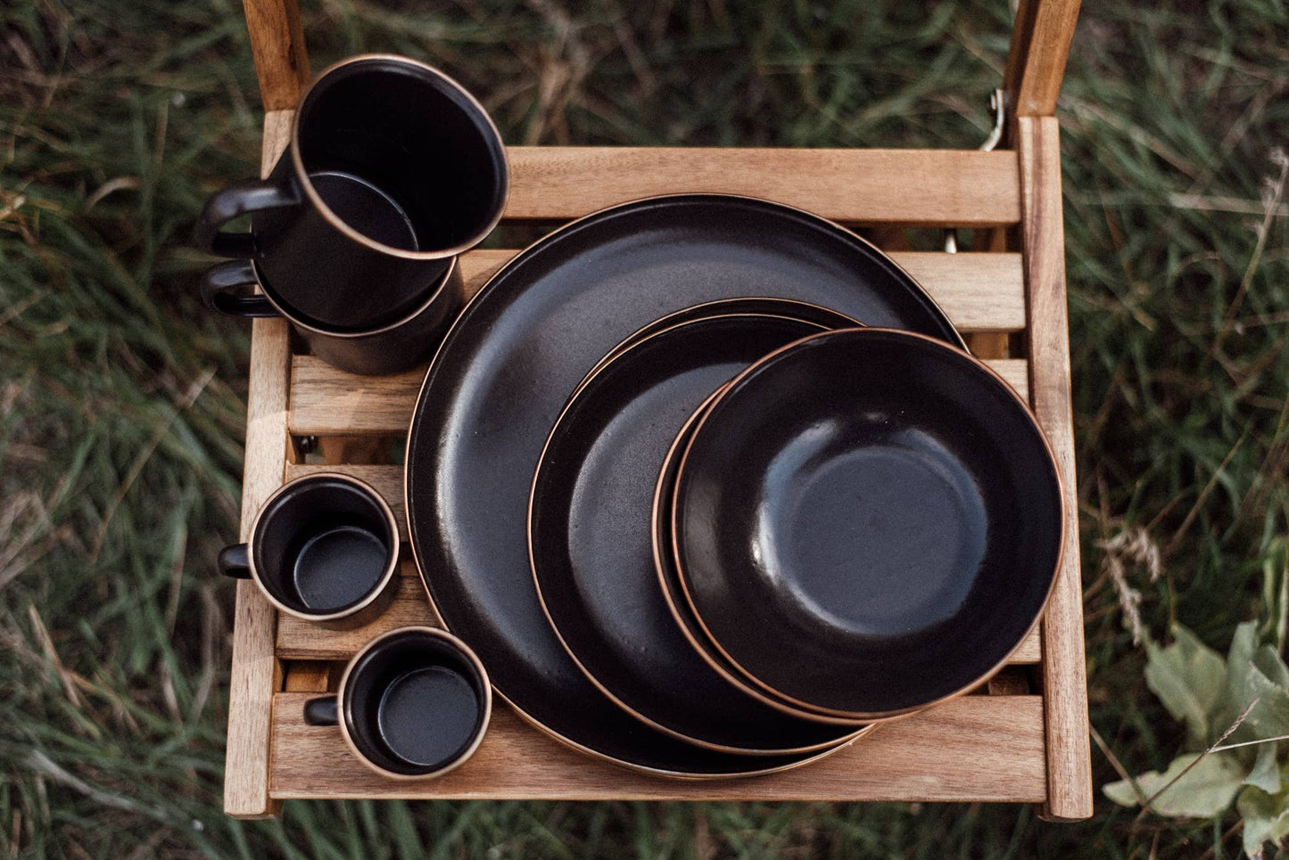 Enamel Bowl | Charcoal + Gold