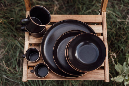 Enamel Dinner Plate | Charcoal + Gold