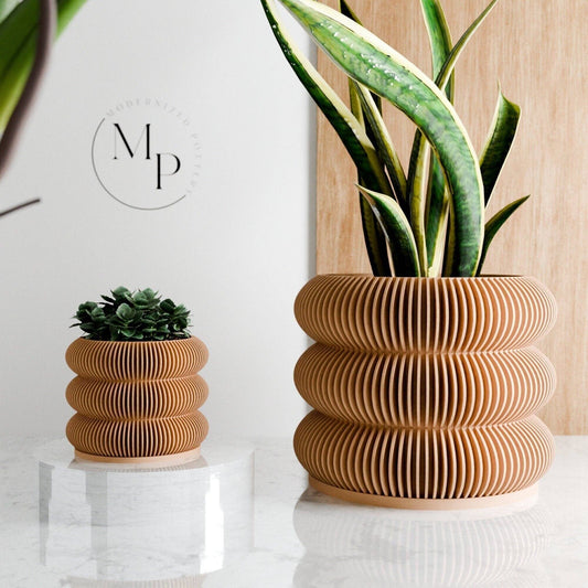 Triple Bubbles Planter | Natural Wood by Modernized Potter