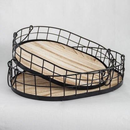 Wood + Iron Grid Tray