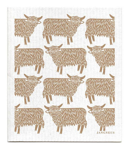 Highland Cow | Sand Swedish Dishcloth