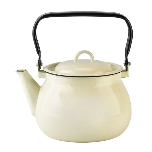 Vintage Enamel Kettle | Ivory