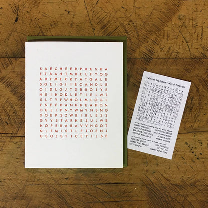 Holiday Word Search Letterpress Card by Green Bird Press