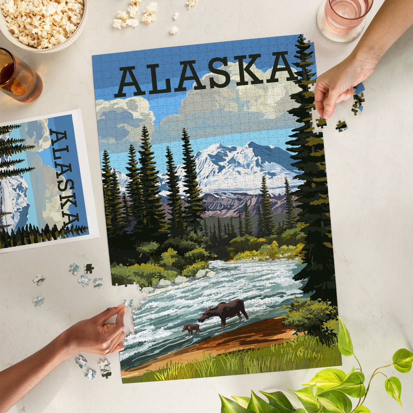 Alaska, Moose and River Rapids 1000 Piece Puzzle