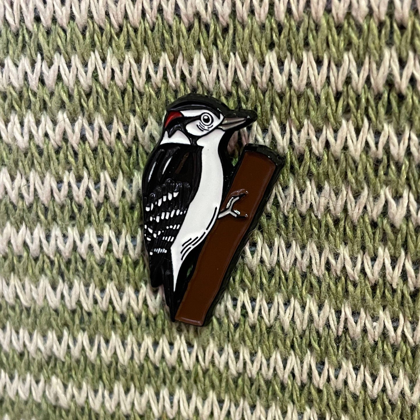 Downy Woodpecker Enamel Pin by Green Bird Press