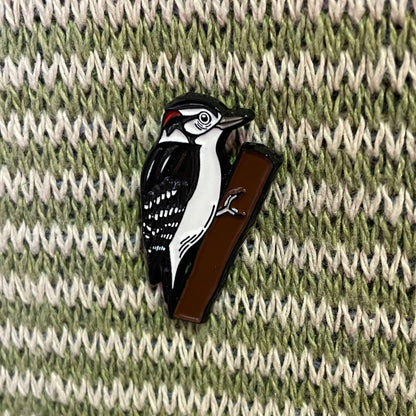 Downy Woodpecker Enamel Pin by Green Bird Press