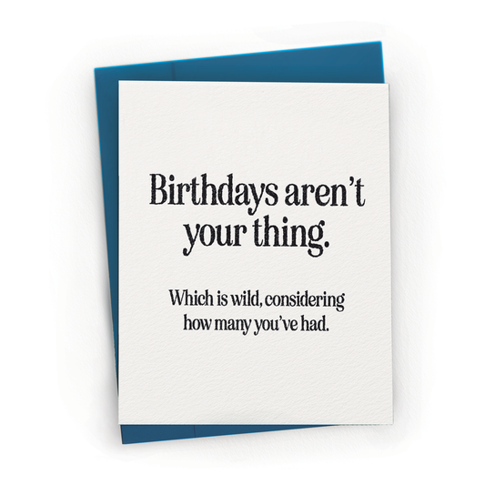 Minimal Sarcastic Anti-Birthday Card by Petty Paper Studio