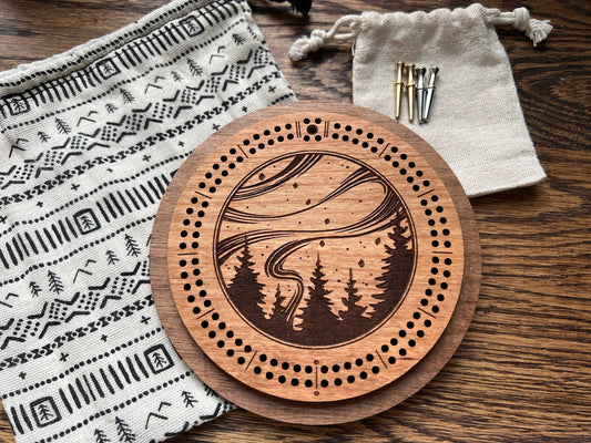 Northern Lights Cribbage Board Set by North Country Craft