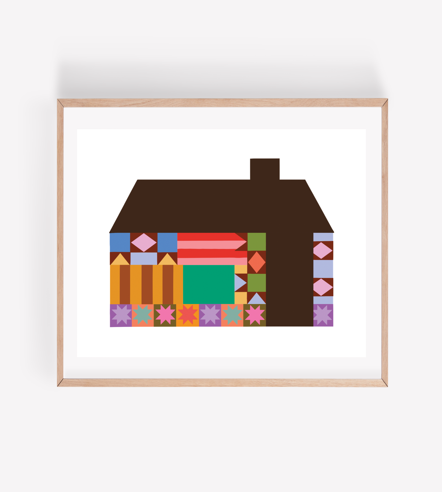 Quilt Pattern House Art Print by Persika Design Co.