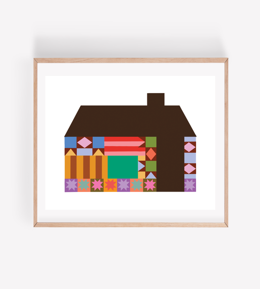 Quilt Pattern House Art Print by Persika Design Co.