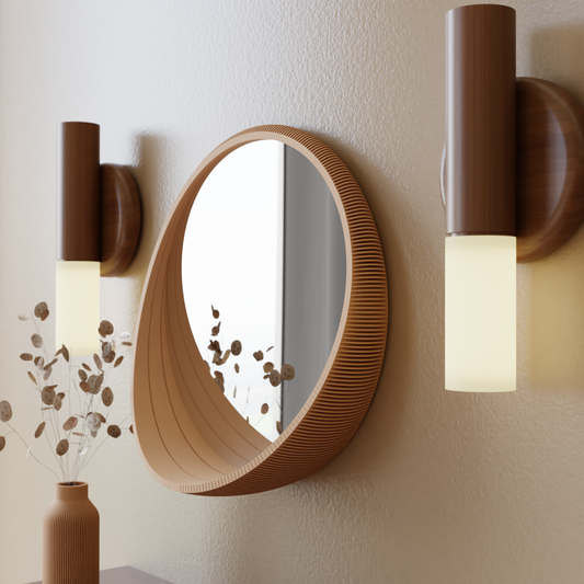 16" Bubble Mirror in Natural Wood by Modernized Pottery