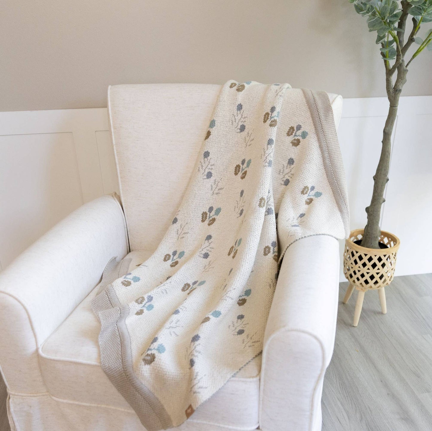 Poppy Organic Cotton Knitted Baby Blanket by Crane Baby